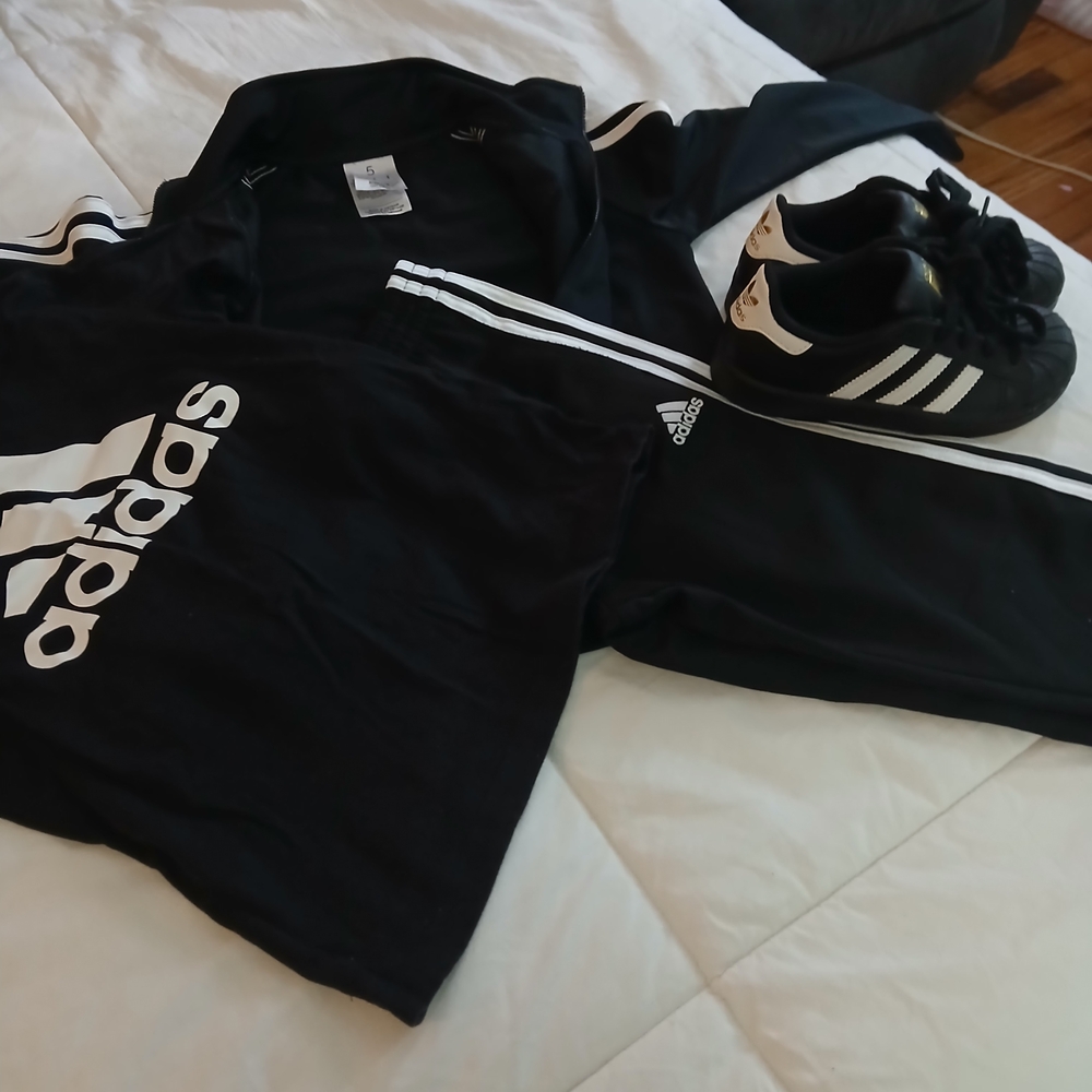 Adidas Black and White Tracksuit with Sneakers